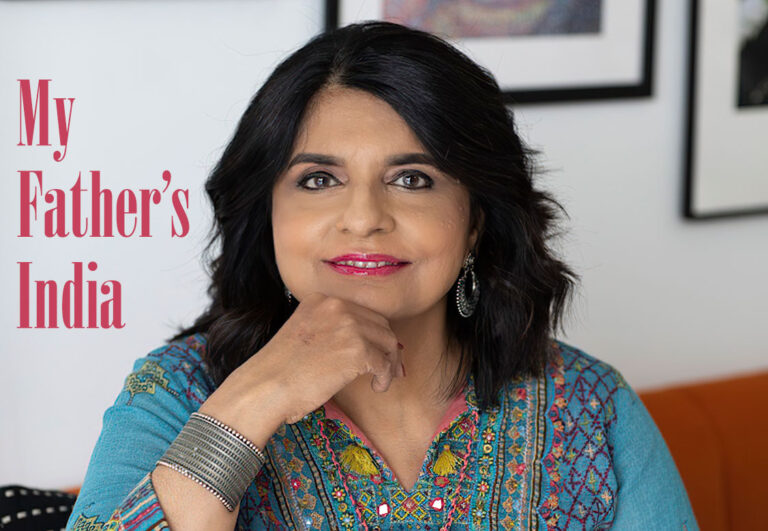 Parul Kapur, author of Inside the Mirror, seated on a sofa