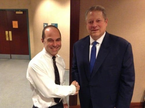 Frank Reiss, owner of A Capella Books,with former vice president Al Gore.