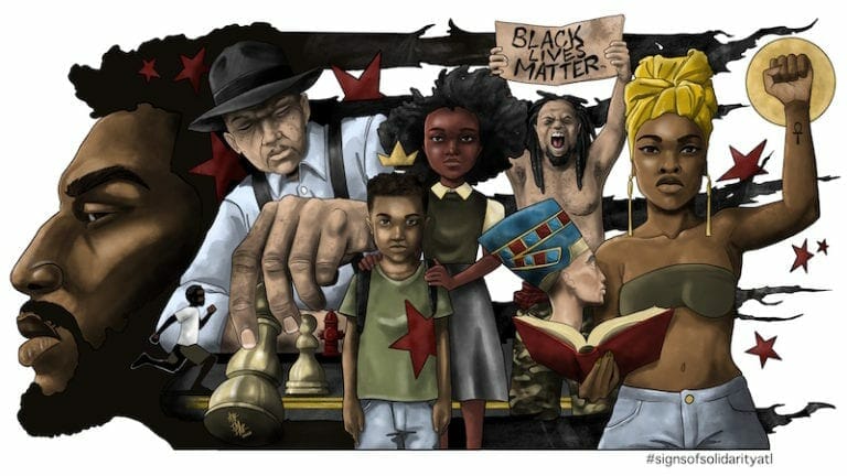 BLACK LIVES MATTER banner by Aaron Trimiar July 2020