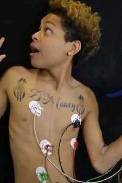 Damani made this self-portrait while recovering from a heart transplant.