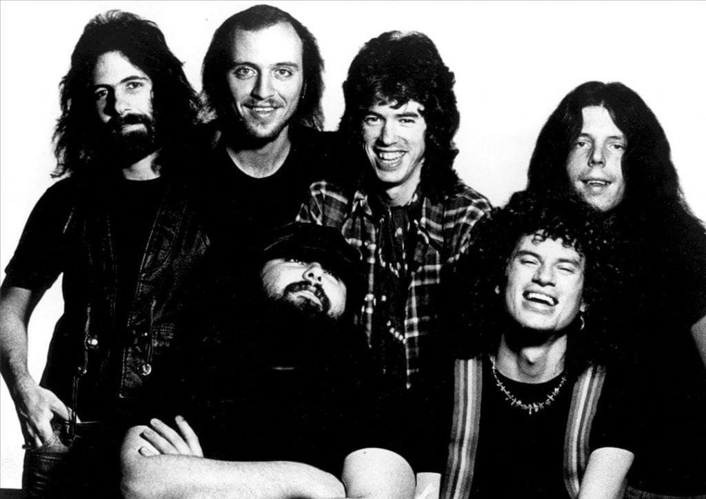 Hall (front row, right) with Wet Willie in the band's hey-day.