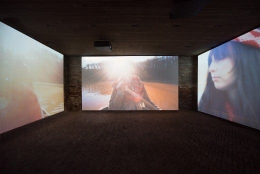 Review: Stansells’ video installation “Scarlet Air” bucks art world that disdains sincerity, at Whitespace