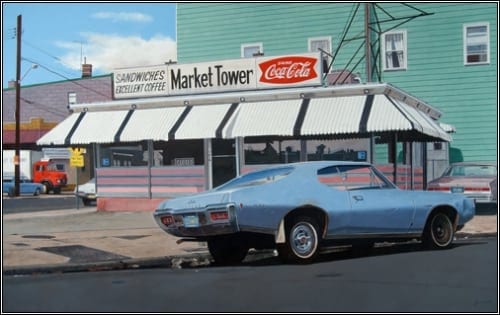 John Baeder: "Market Tower," 2007. Oil on Canvas.