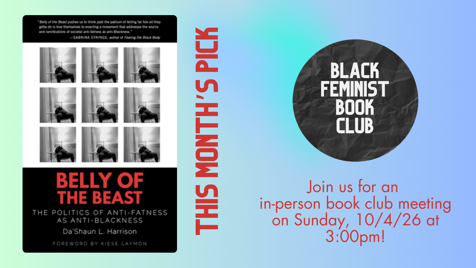 Black Feminist Book Club Reads — Belly of the Beast: The Politics of Anti-Fatness as Anti-Blackness