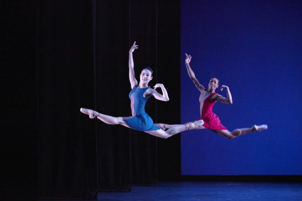 Yoomi Kim (left) and Kiara Felder in Angels' Share. (Photo by Kim Kinney)
