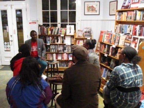 Fabrice Julien, a founder of Speaking Pages, at Avid Bookshop (Photo by Janet Geddis) Fabrice Julien, a founder of Speaking Pages, at Avid Bookshop (Photo by Janet Geddis)