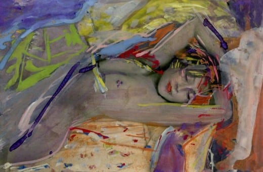 Saul Leiter: Untitled, 106608, watercolor, casein, and gouache on silver gelatin print. 
