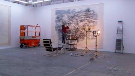 Julie Mehretu at work.