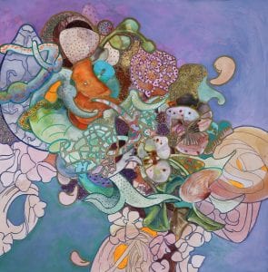 Zuzka Vaclivik:  Polygraphy, 2014, mixed media on paper, 27" x 25"