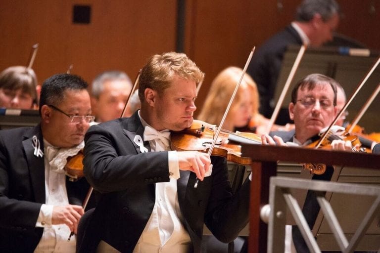 The Atlanta Symphony Orchestra's David Couchern performs.