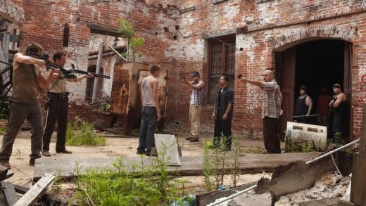 Scene from TV show The Walking Dead, filmed at the Goat Farm.